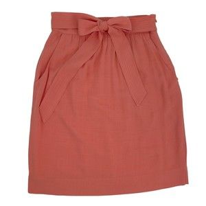 Cremieux Womens Above Knee Spring Skirt Coral Pink Tie Waist Lined Size 0